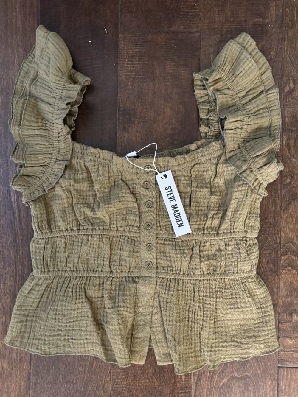 Steve Madden Crop Olive Green Sleeveless top-NEW -size S